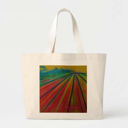 Jumbo Tote Bag with Artwork titled "Alaska Farm" ラージトートバッグ (正面)