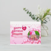 Jump and Play Birthday Invitation Photo Card  箔招待状ポストカード (立ち正面)