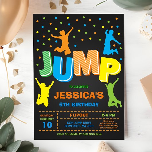 Jump and Play Birthday Party Invitation 招待状
