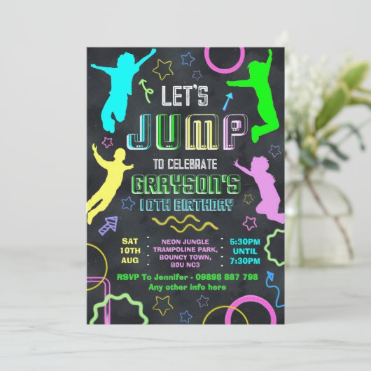 Jump birthday invitations, trampolining party 招待状 (スタンド正面)