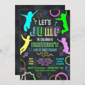 Jump birthday invitations, trampolining party 招待状 (正面/裏面)