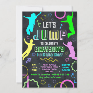 Jump birthday invitations, trampolining party 招待状