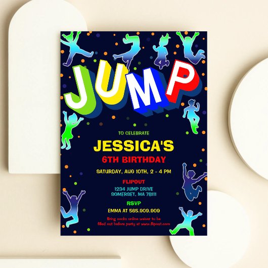Jump Bounce House Birthday Party Invitation 招待状