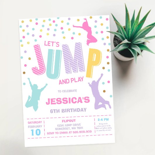 Jump Bounce House Birthday Party Invitation 招待状
