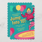 Jump Into 10 Trampoline Party Girls 10th Birthday 招待状 (正面/裏面)