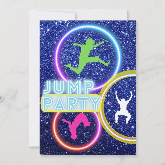 Jump Party Bounce Neon Trampoline Park  招待状 (裏面)