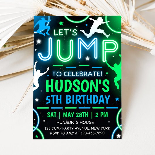 Jump Party Invitation Trampoline Birthday 招待状