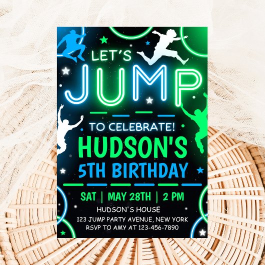 Jump Party Invitation Trampoline Birthday 招待状