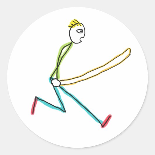 Jump Rope Skipping Stickman ラウンドシール (正面)