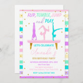 Jump Tumble and Play Gymnastics Birthday Party 招待状 (正面/裏面)