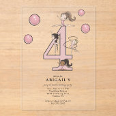 Jump & Tumble Gymnastics 4th Birthday Party アクリル招待状 (正面)