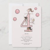 Jump & Tumble Gymnastics 4th Birthday Party 招待状 (正面)