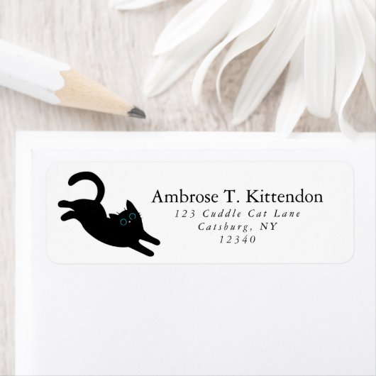 Jumping おもしろい Acrobat Black Cat Art Silhouette ラベル (インサイチュ)