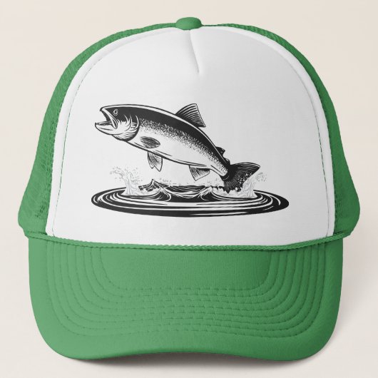 jumping atlantic salmon fish キャップ (正面)