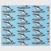 jumping atlantic salmon fish ラッピングペーパー (フラット)