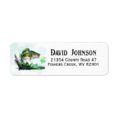 Jumping Bass Fish Fisherman Return Address Label ラベル (正面)
