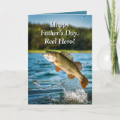 Jumping Bass Reel Hero Fishing 父の日 カード (正面)