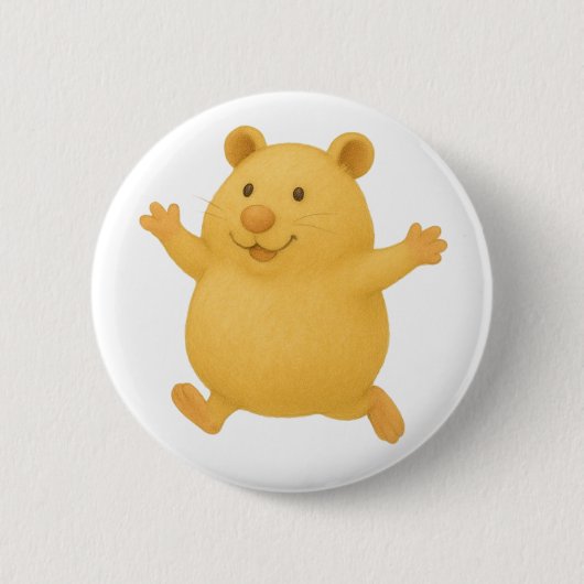 Jumping Cream Hamster Button Badge 缶バッジ (正面)