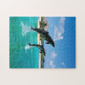 Jumping Dolphins in the Caribbean, Jigsaw Puzzle ジグソーパズル (横)