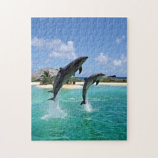 Jumping Dolphins in the Caribbean, Jigsaw Puzzle ジグソーパズル (縦)