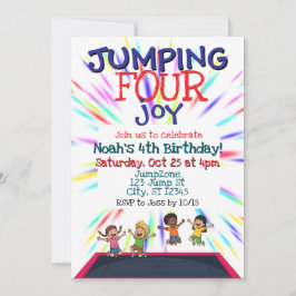 Jumping FOUR Joy, Trampoline 4th Birthday 招待状