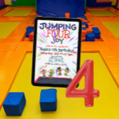 Jumping FOUR Joy, Trampoline 4th Birthday  招待状