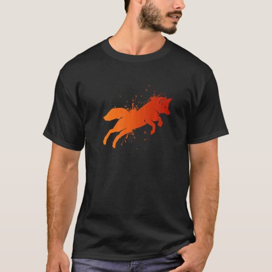 Jumping fox hunter fox hunting kitsune 2 tシャツ (正面)