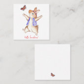 Jumping into Spring Bunny Flat Note Card スクエア名刺 (正面/裏面)