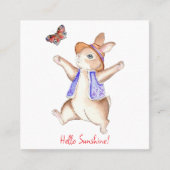 Jumping into Spring Bunny Flat Note Card スクエア名刺 (正面)