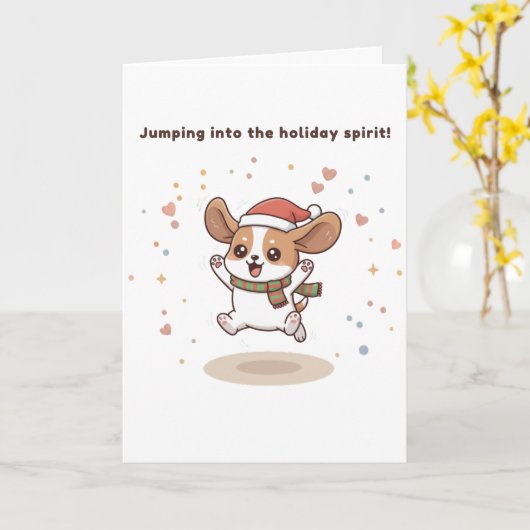 Jumping Into the Holiday Spirit Cute Puchi Dōshi カード (黄色い花)