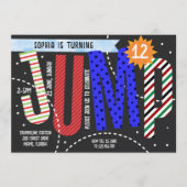 Jumping kids trampoline birthday 招待状 (正面)