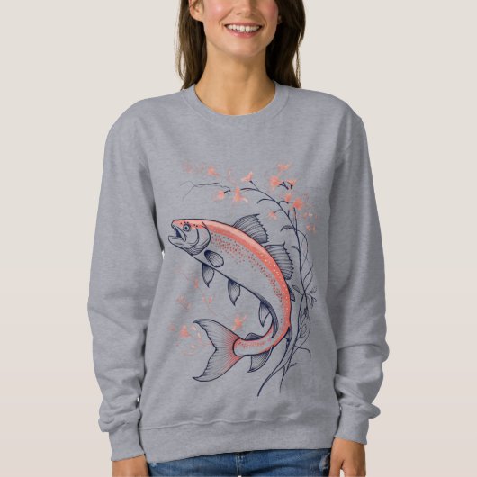 Jumping Pink Fish – Women’s Sweatshirt スウェットシャツ (正面)