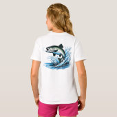Jumping Salmon Splash Gift for Fisherman Art Tシャツ (裏面フル)