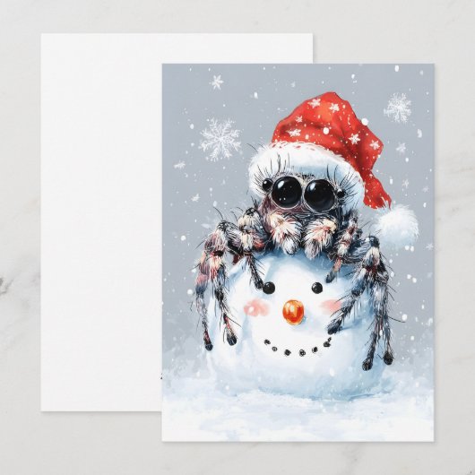 Jumping Spider Snowman Christmas Cards シーズンカード (正面/裏面)