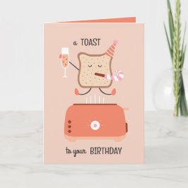 Jumping toast bestie funny birthday card カード