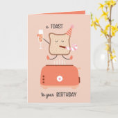 Jumping toast bestie funny birthday card カード (黄色い花)