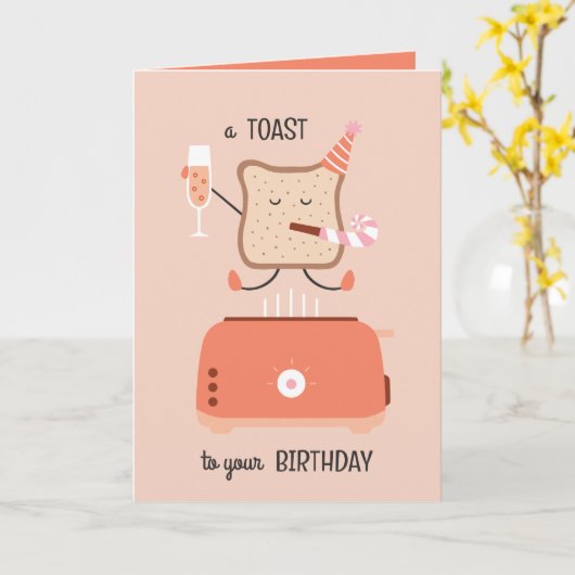 Jumping toast bestie funny birthday card カード (黄色い花)
