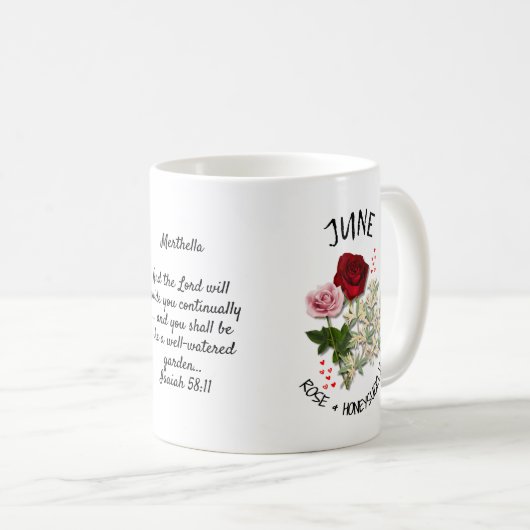 JUNE誕生月花クリスチャン名前をカスタムする コーヒーマグカップ (正面右)