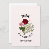 JUNE誕生月花バラ誕生日カード (正面/裏面)