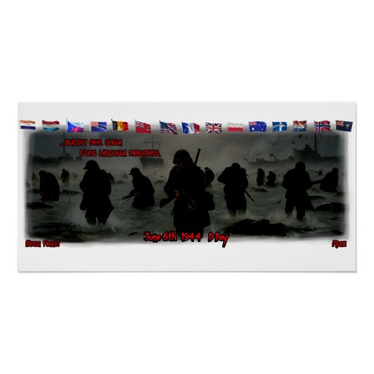 June 6th, 1944 Normandy Landing on a White ポスター (正面)