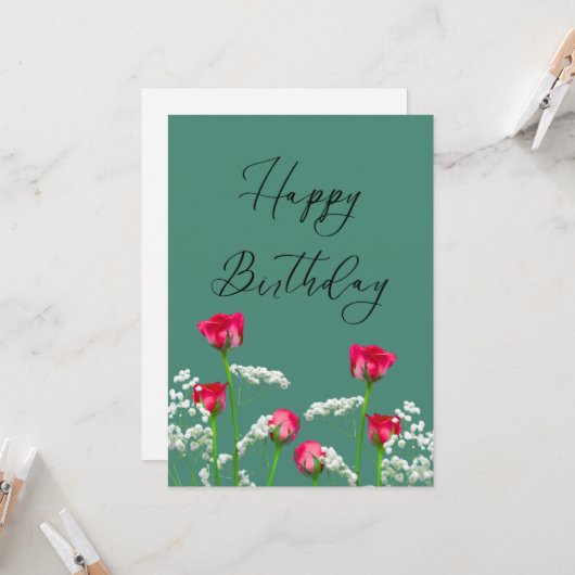 June Birth Flower Roses カード (正面/裏面インサイチュ)