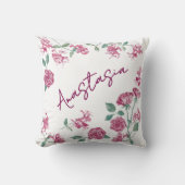 June Birth Month Honeysuckle Rose Personalized クッション (正面)