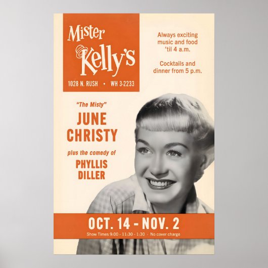 June Christy jazz poster - Mister Kelly's ポスター (正面)