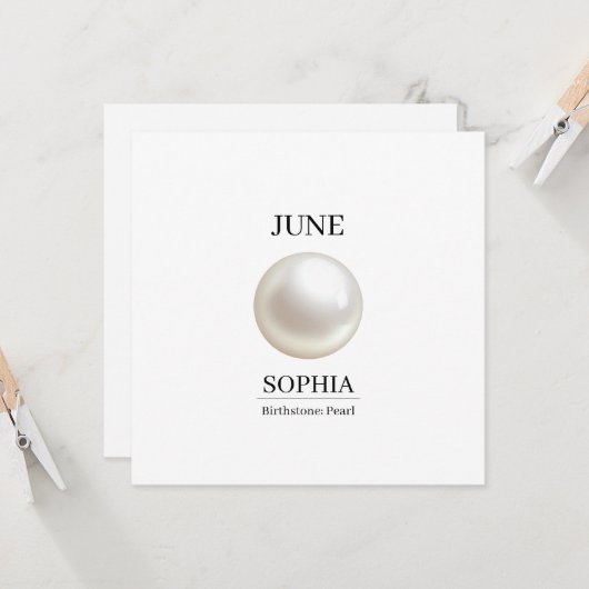 June Pearl Personalized Birthday カード (正面/裏面インサイチュ)