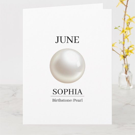 June Pearl Personalized Birthday  カード (黄色い花)