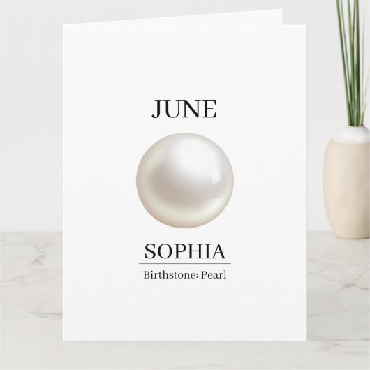 June Pearl Personalized Birthday  カード (正面)