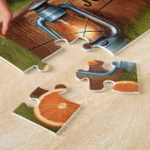 June Retro Summer Camping Pin-Up Girl  ジグソーパズル (側面)