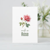 June Rose Birth Flower Flat Thank You Card サンキューカード (スタンド正面)
