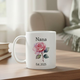 June Rose Birth Flower for Nana with Year コーヒーマグカップ