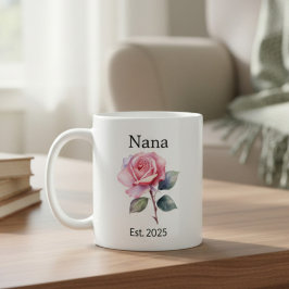 June Rose Birth Flower for Nana with Year コーヒーマグカップ